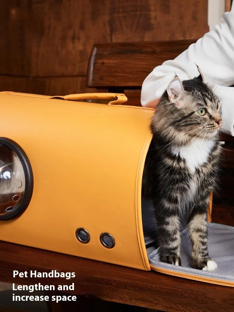 Portable synthetic pet carrier bag for cats and small dogs showing 50cm length