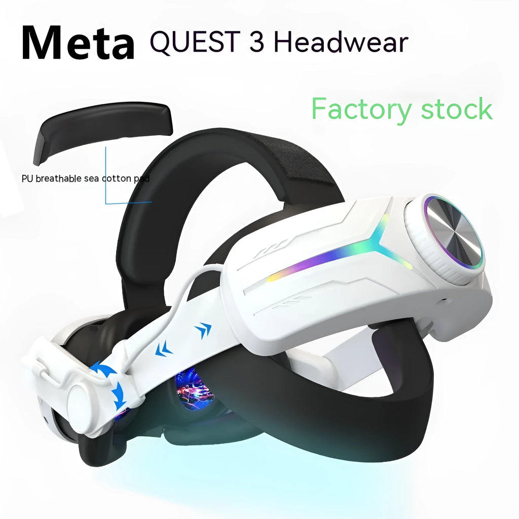 VR headset charging head strap for Meta Quest 3 with 8000 mAh power, ABS body, 27cm x 17.5cm x 5cm, in Elite Colour, Pure White or Pure Black