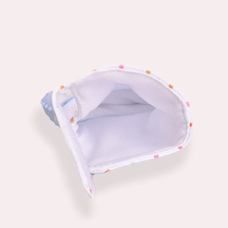 Silicone baby teether glove with Velcro strap in blue colour