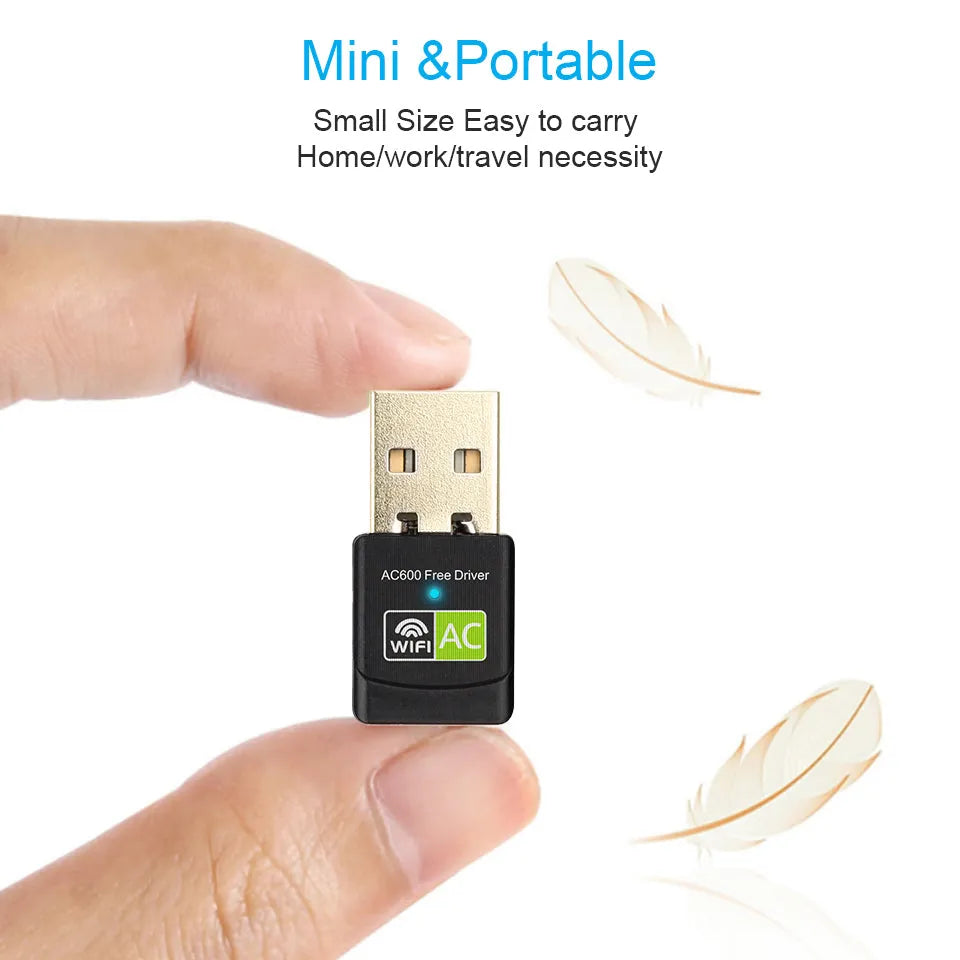 Mini black dual band USB wireless network card, 27x14x8mm, 5GHz 2.4GHz Wi-Fi adapter
