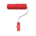 Red 7 inch textured paint embossing roller for creating relief patterns on walls