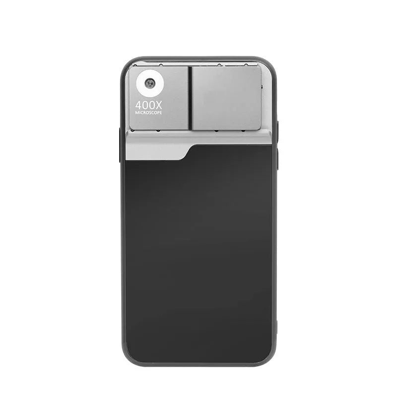 Black silver aluminum alloy 400X mobile phone microscope lens with TPU case for iPhone