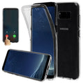Anti-fall 360 transparent TPU phone case for Samsung in black with raised edges