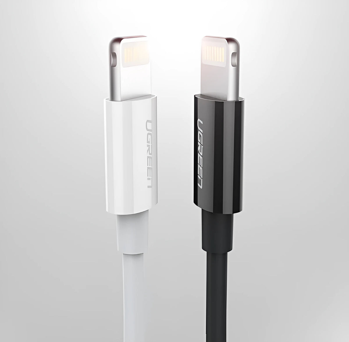Apple MFi certified Lightning data cable with tinned copper core and braided shield, black or white, 0.25m to 2m