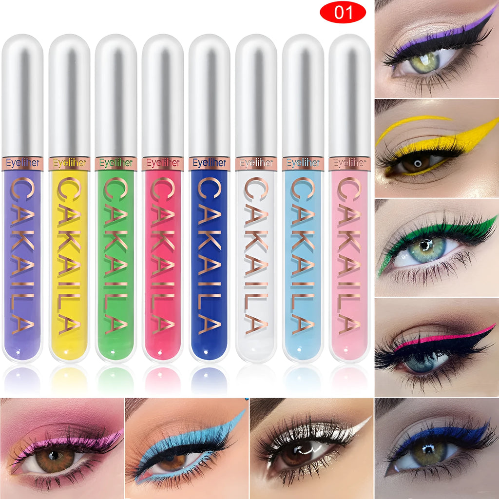 CAKAILA Kakaila 8 colour liquid eyeliner set with fine tip applicator in assorted shades