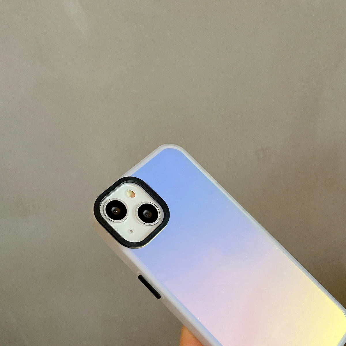 Laser gradient transparent frosted TPU phone case for iPhone showing colour effect