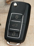 Volkswagen B5 folding key shell in black, 70mm by 35mm by 16mm ABS material with key blank