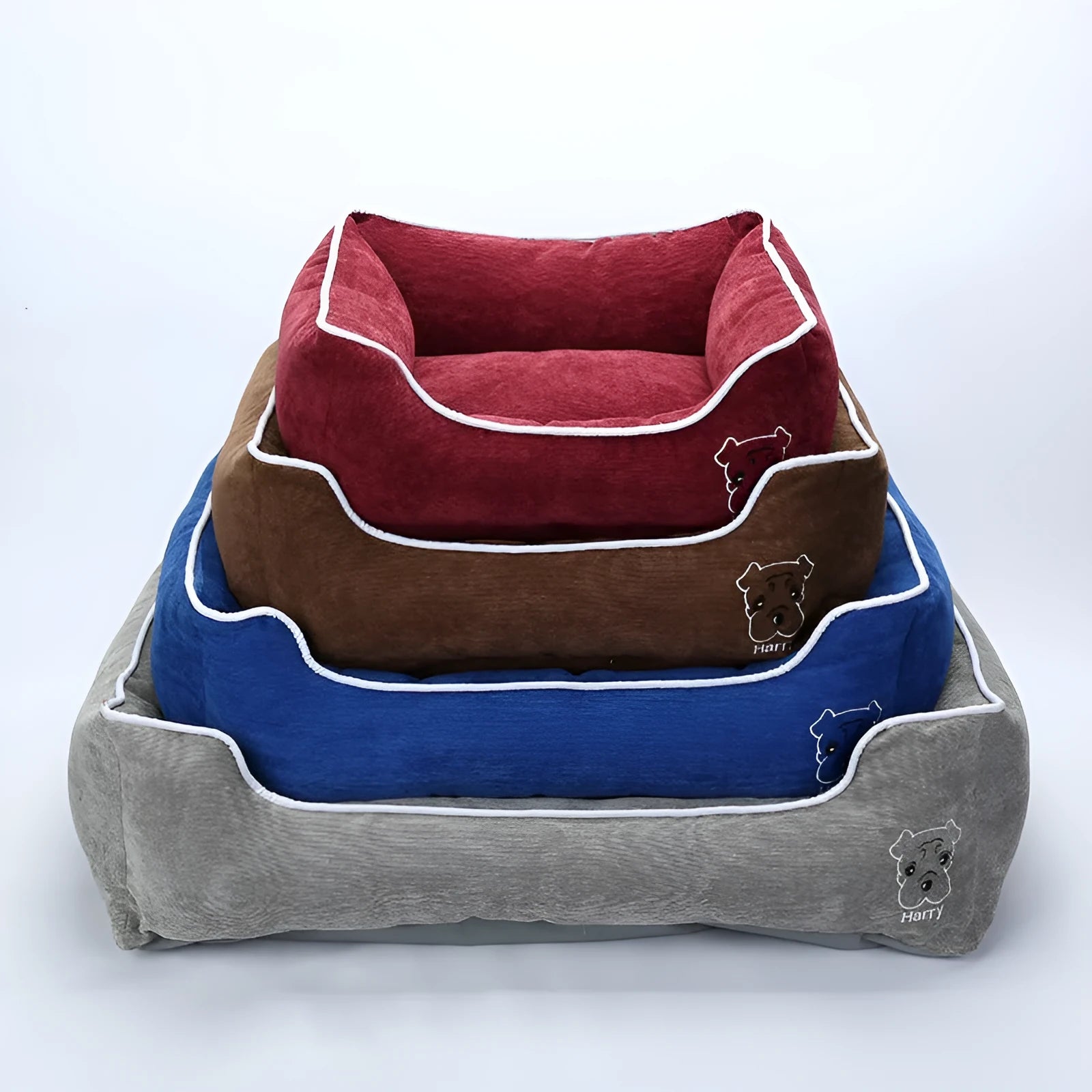 Foldable bite resistant corduroy dog kennel in coffee colour with removable mat, size