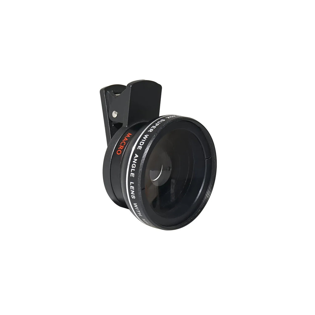 LIEQI 0.45X wide-angle mobile phone camera lens with macro capability in silver finish