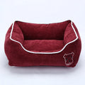 Foldable bite resistant corduroy dog kennel in coffee colour with removable mat, size
