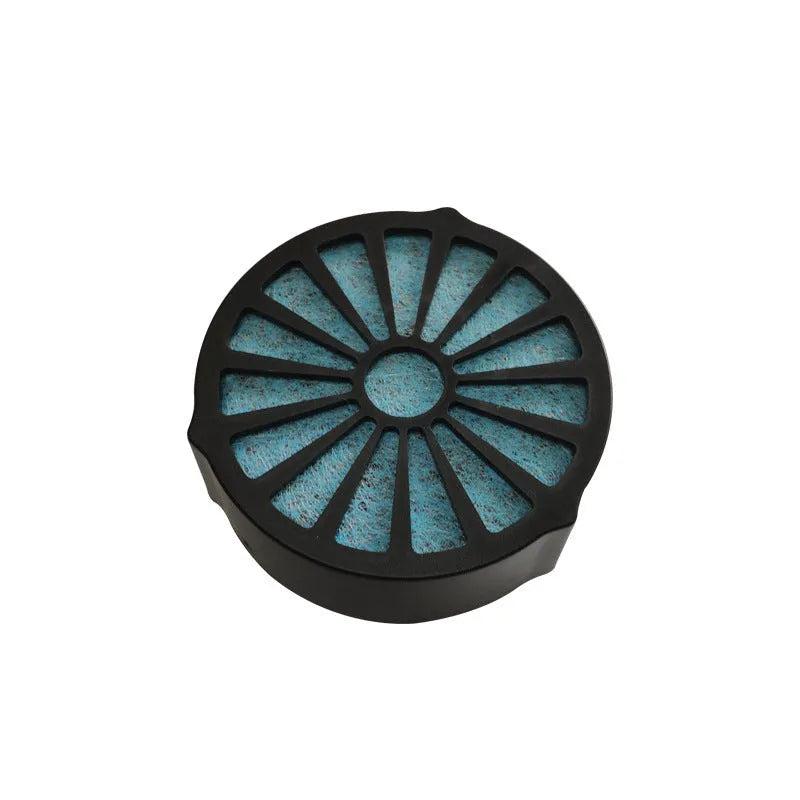 Portable mini car air purifier with True HEPA filter, cup-shaped, 72x72x145mm, USB powered, black gold white