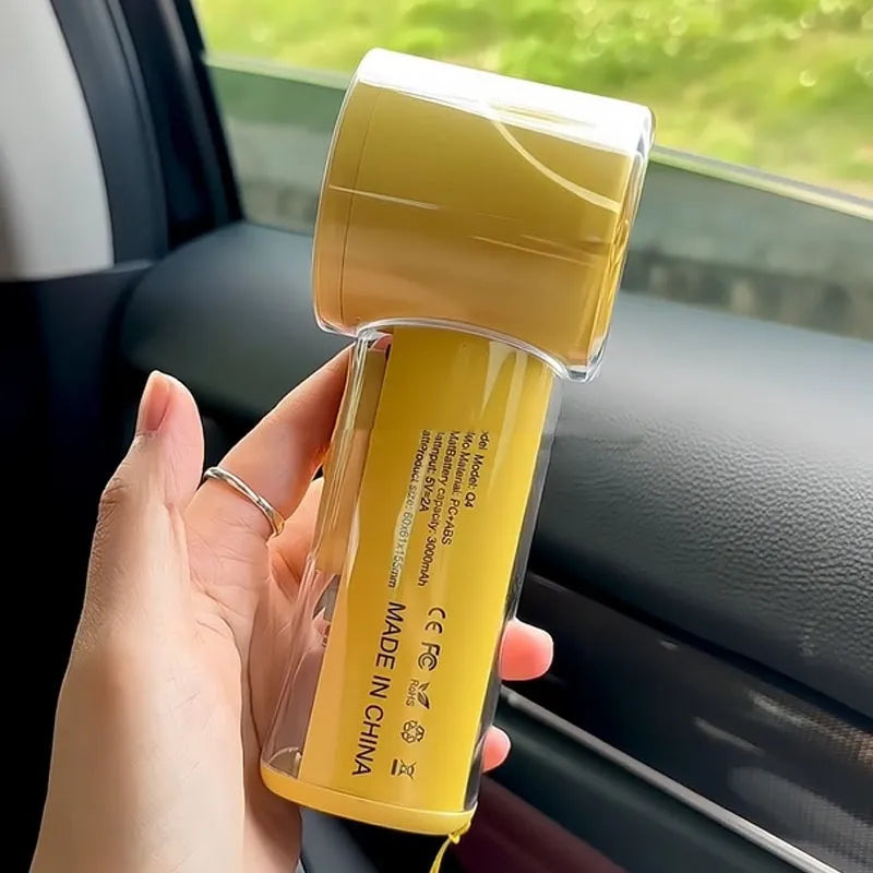 Handheld portable fan with refrigeration ice compress function in black, white or yellow colours
