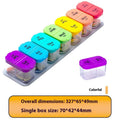 Extra large portable pill dispenser with 14 removable compartments in rainbow colour