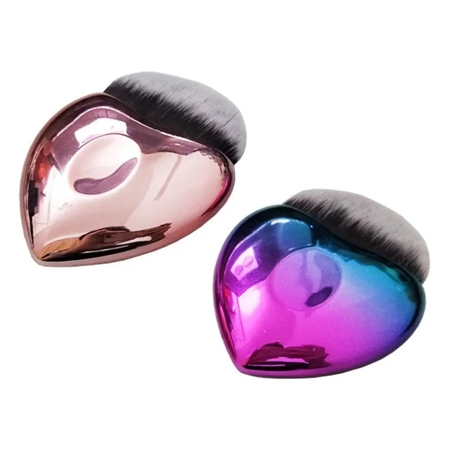 Heart-shaped foundation brush with soft bristles for blush and foundation application
