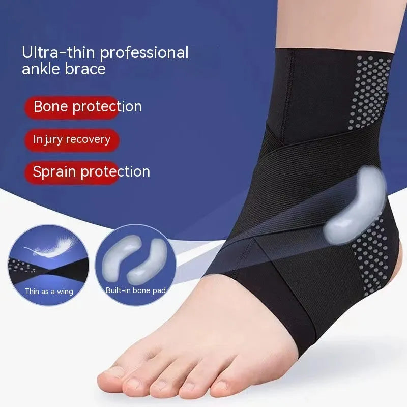 Black Lycra cloth fixed rehabilitation ankle support protector for sports.
