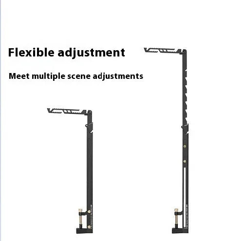 Black telescopic desk lamp holder with stainless steel construction and multi-gear adjustment mechanism
