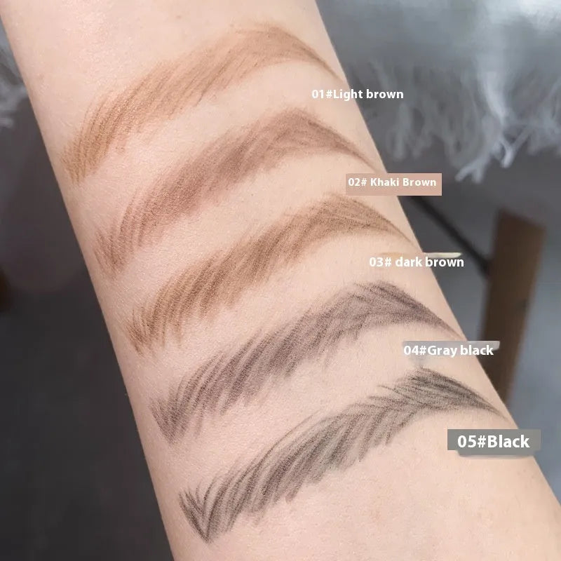 Gold chopstick ultra-fine eyebrow pencil showing five colour shades from light brown to black