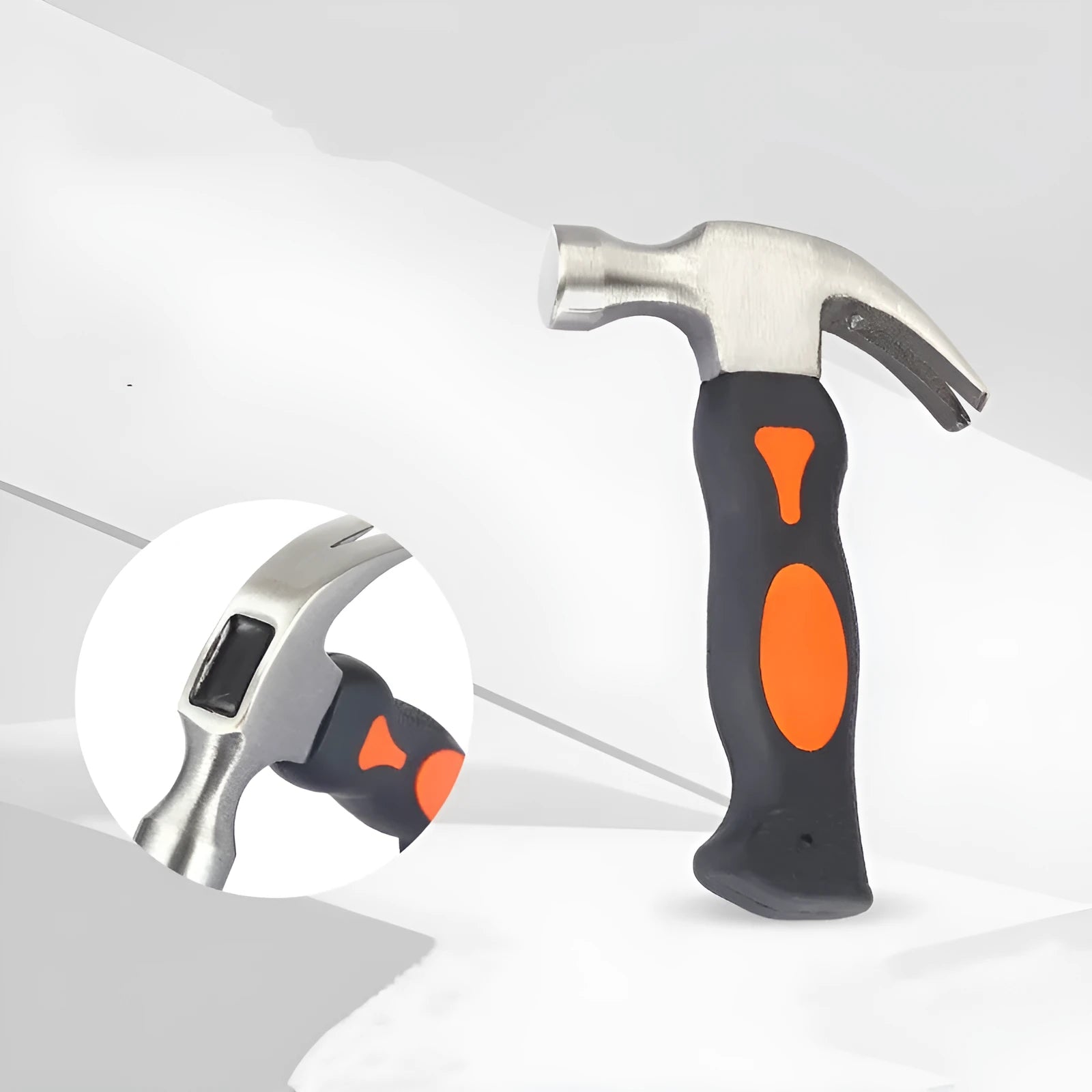 High carbon steel multi-purpose nail hammer with non-slip handle and pull-out staple feature