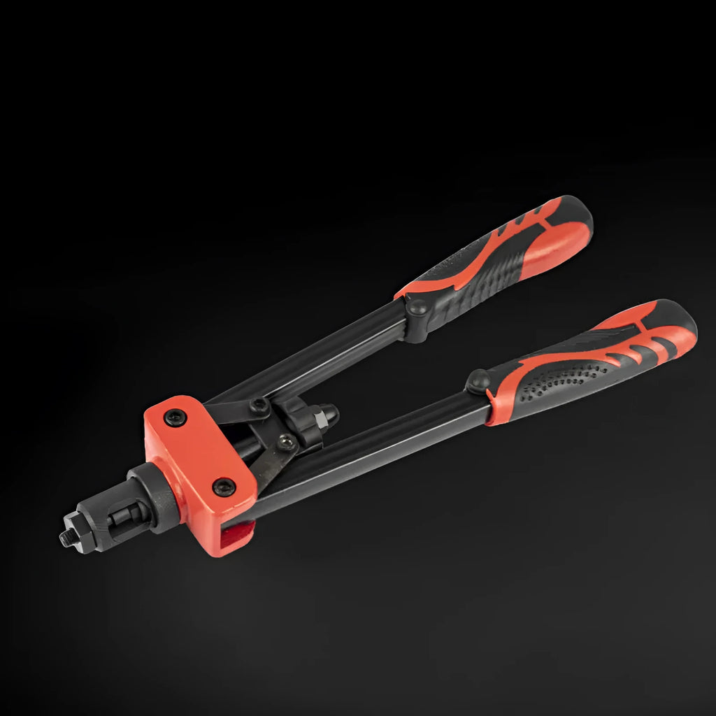 CQ14 14-inch alloy rivet nut pull-setter tool with six M3 M4 M5 M6 M8 M10 tips and 37cm handle.