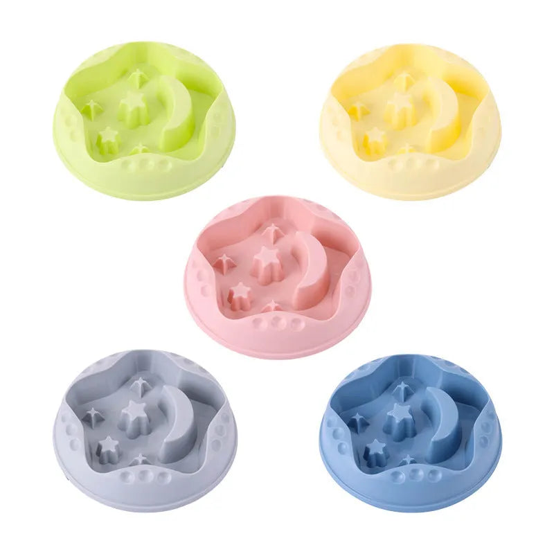 Moon star wings pet slow feeding bowl in blue colour with large capacity design