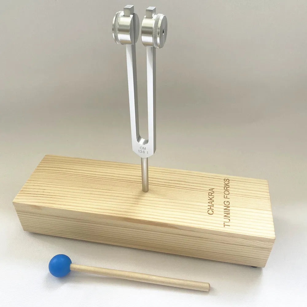 Aluminium tuning fork and speaker kit for 432Hz and 528Hz sound therapy frequencies.