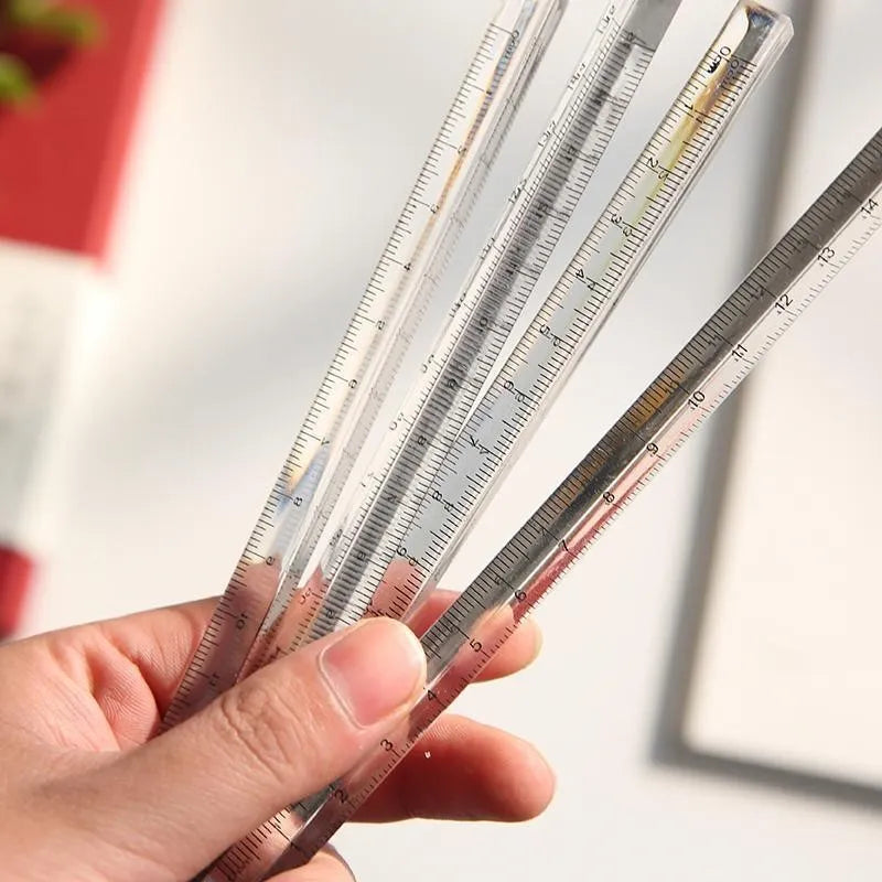 15cm white plastic ruler for primary school students, simple stationery measuring tool