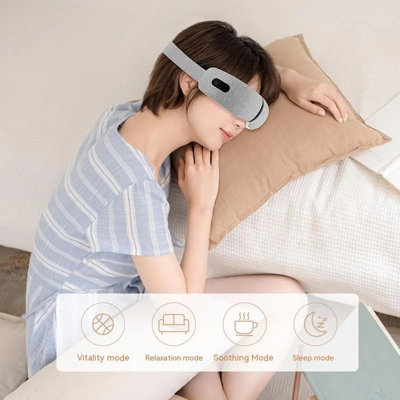 Three-layer airbag USB eye massager in blue or grey with Gaoli Velvet, 205x110x75mm