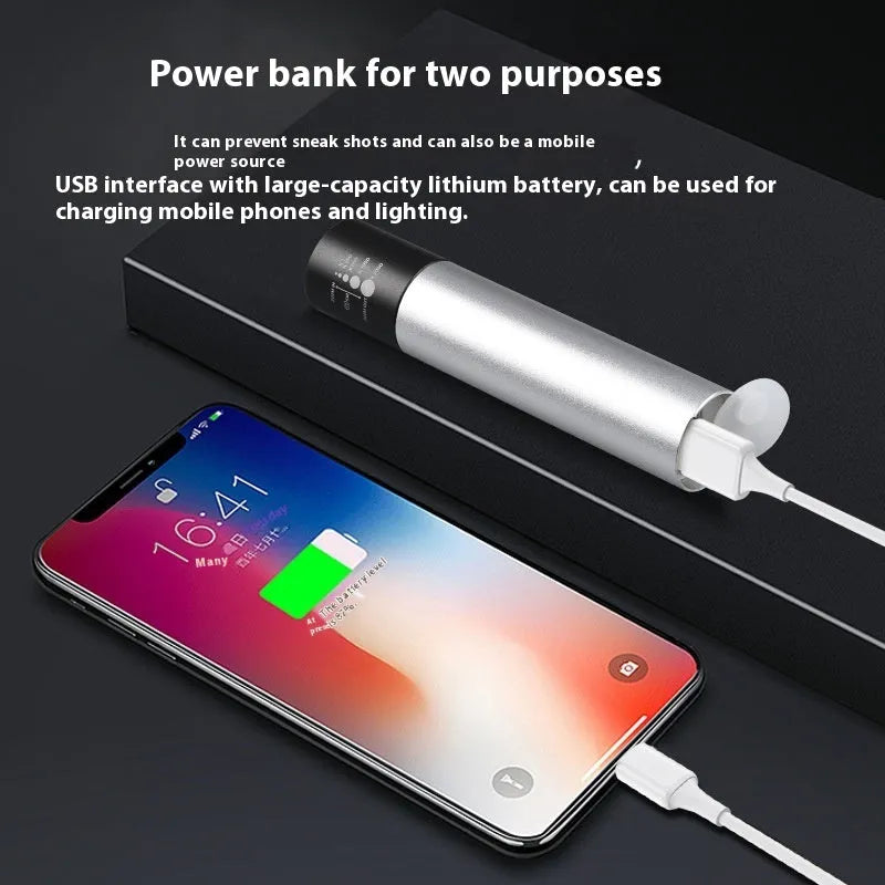 Black or silver aluminium red light therapy mosquito repellent lamp with charging cable