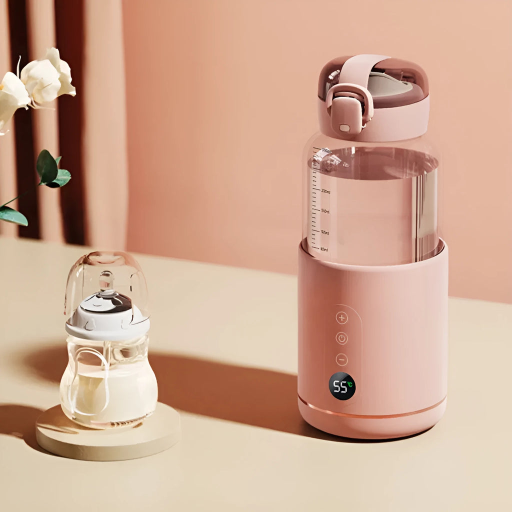 Wireless portable baby milk mixer with glass thermostatic cup 86x210mm in white