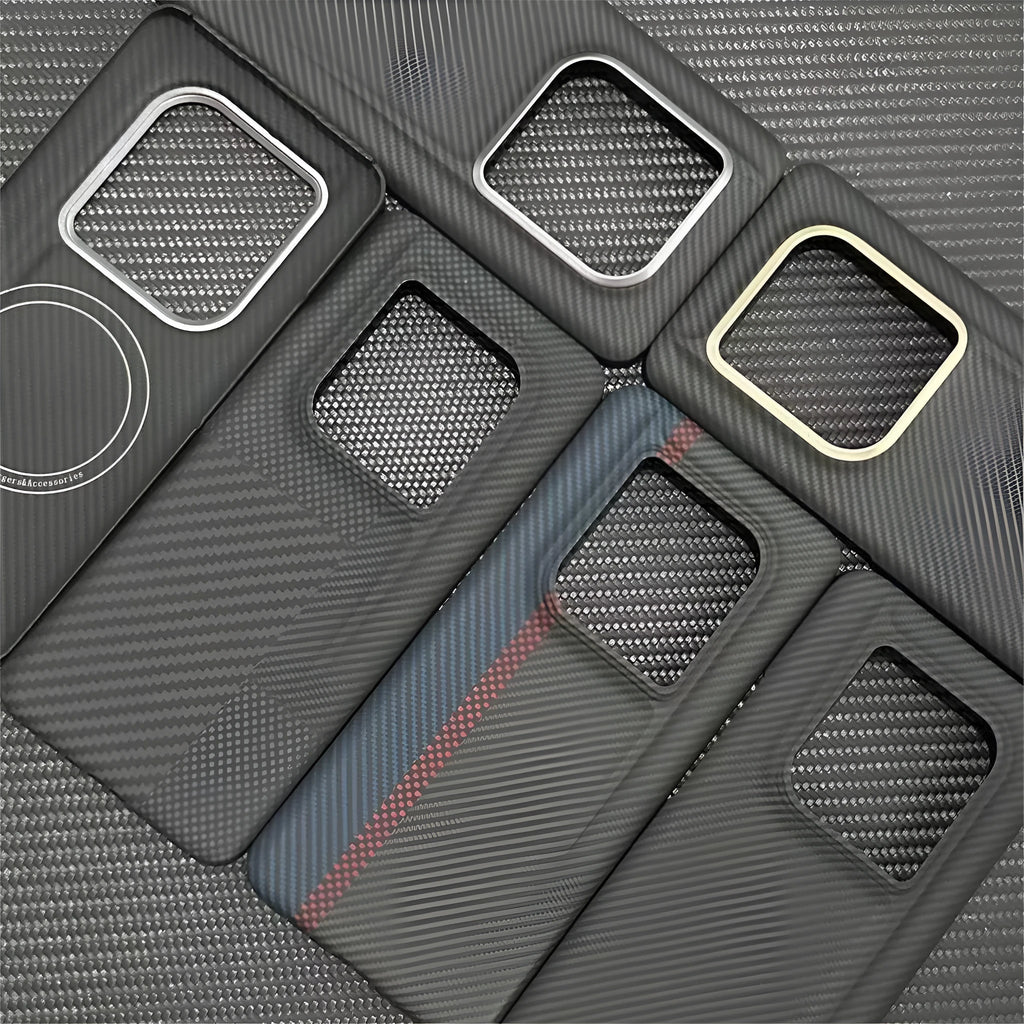 Rongaramid Fiber Protective Sleeve genuine leather phone case for Glory Magic6 Zhizhen Edition, red colour, coarse grain texture