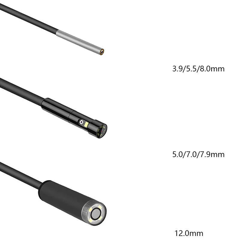 Handheld industrial endoscope with 4.5-inch screen and thin black inspection probe