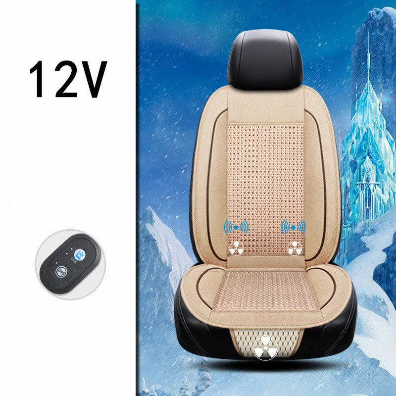 Square 60cm car ventilation seat cushion in black colour with power cord