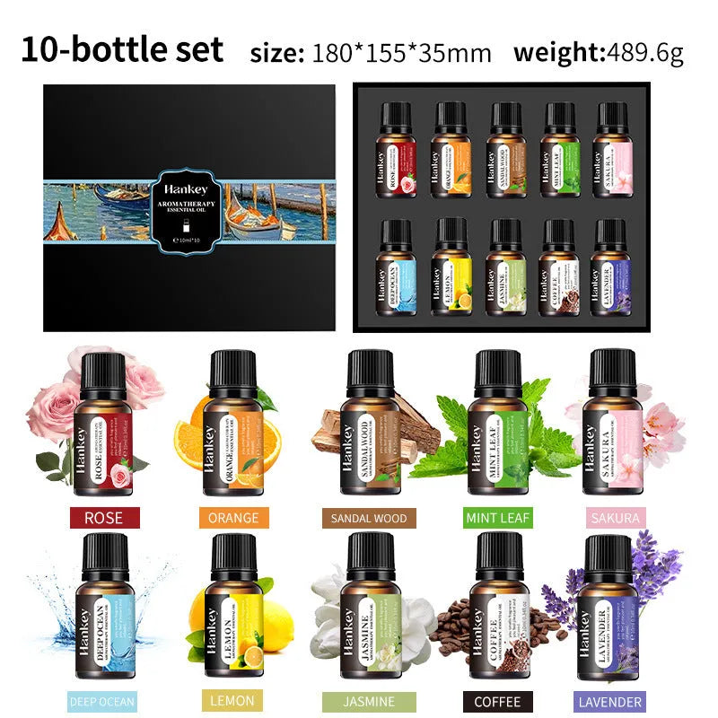 Boxed water-soluble aromatherapy essential oil sets in multiple combination sizes