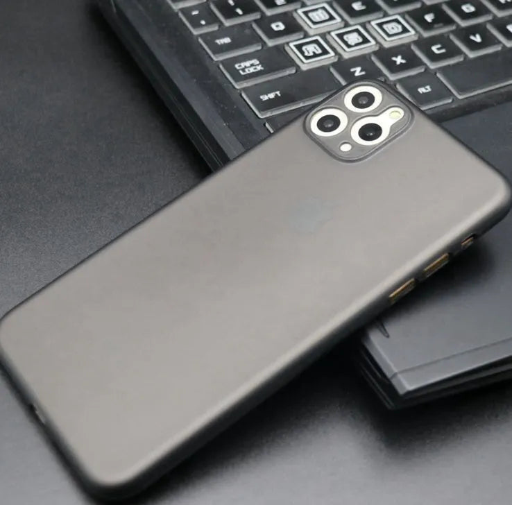 Ultra-thin PP phone case back cover for iPhone in Black, Grey, and White