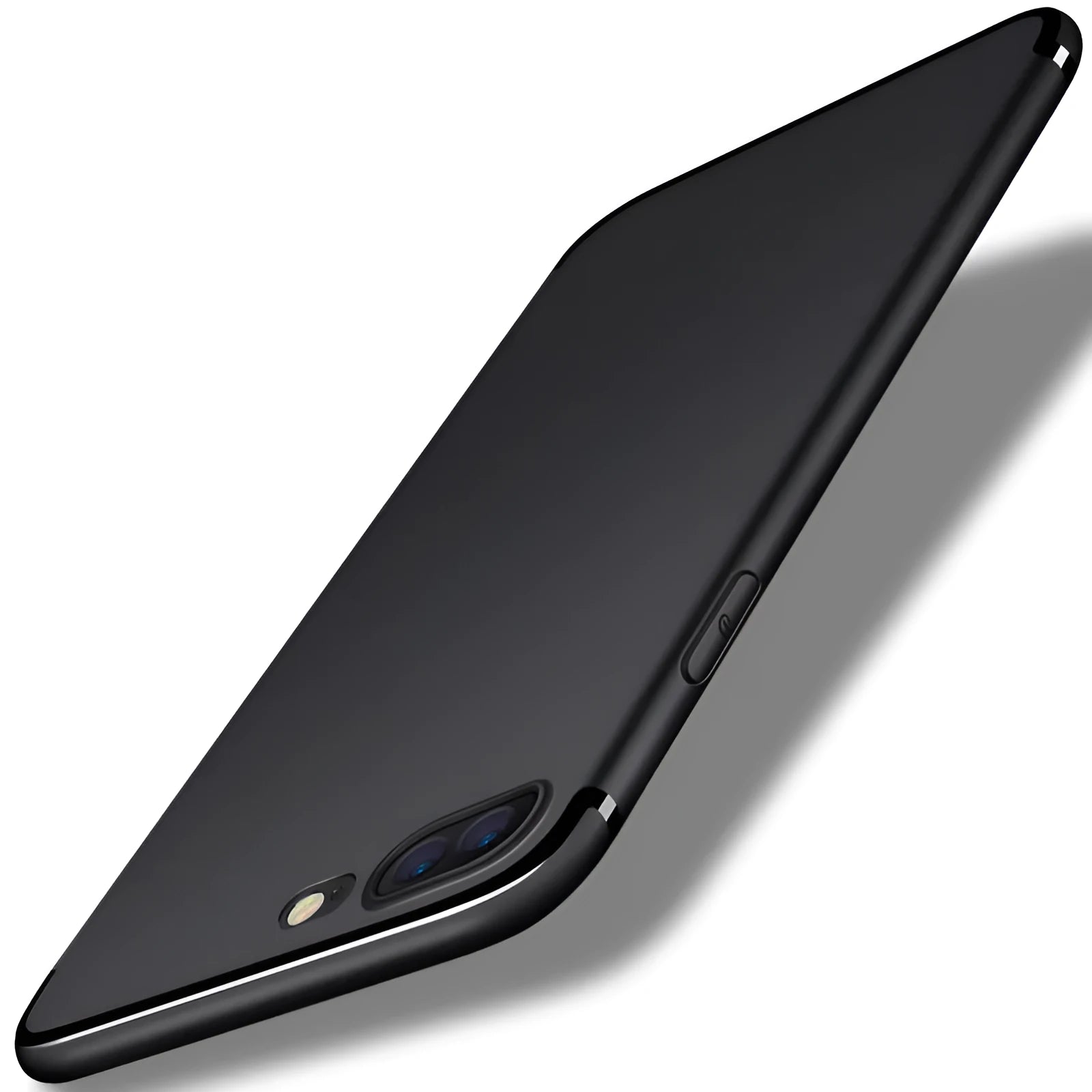 Black TPU silicone protective case on an Apple iPhone.