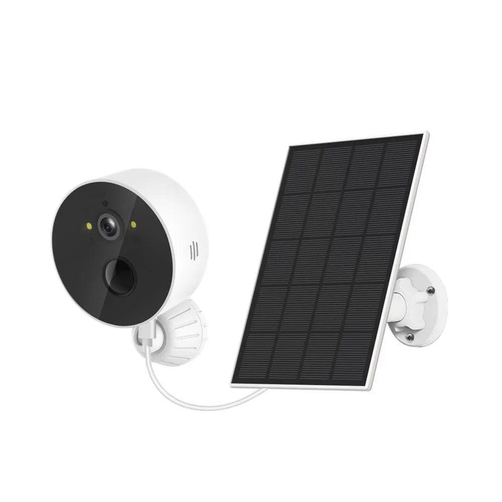 Solar-powered outdoor security camera with 1080P resolution and separate solar panel