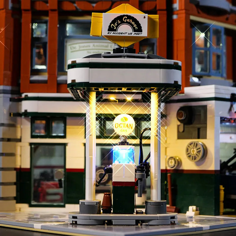 MOC building block LED lighting accessory kit with plastic parts for corner repair shop models