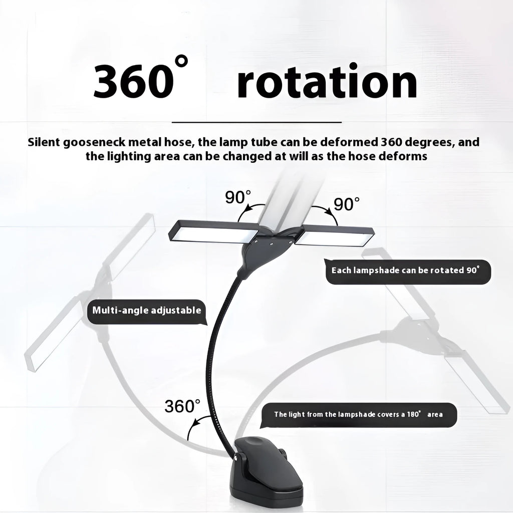 Rechargeable black music stand lamp with 28 LED lights for instrument practice