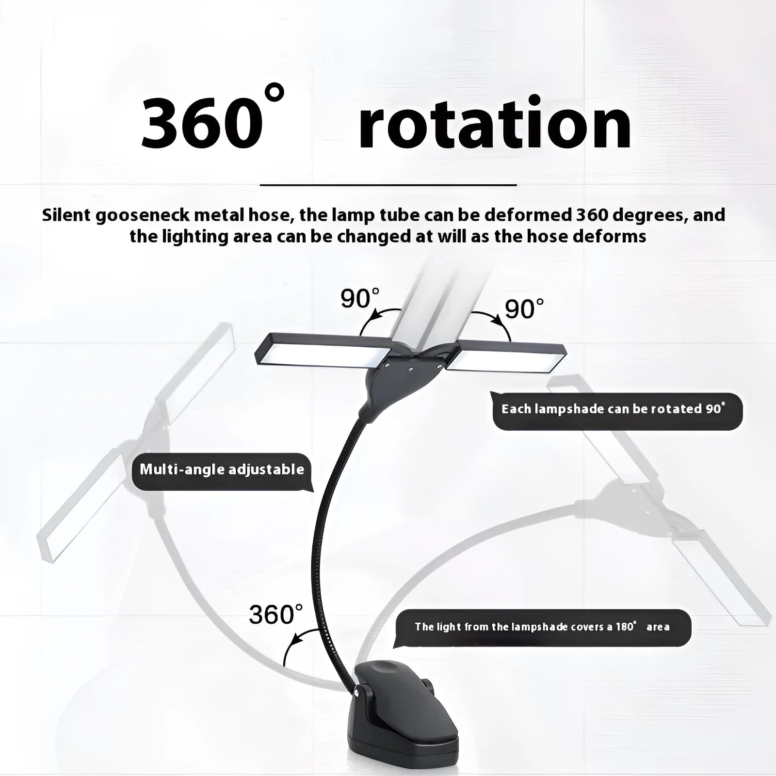 Rechargeable black music stand lamp with 28 LED lights for instrument practice