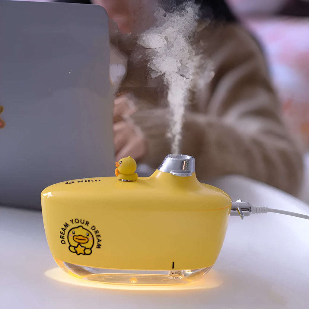 USB mini portable air purifying humidifier with nano atomization, night light, and 300mL tank in green