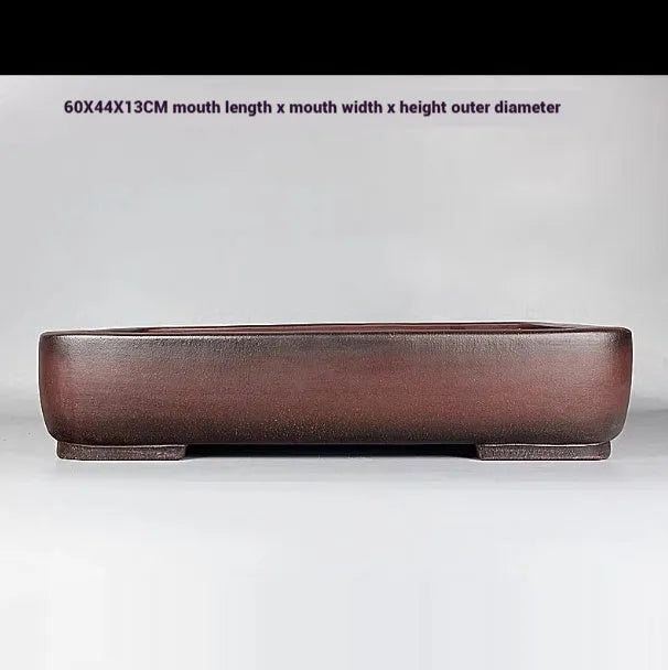 Handmade antique rectangular purple clay flower pot with measurements 60x44x13cm