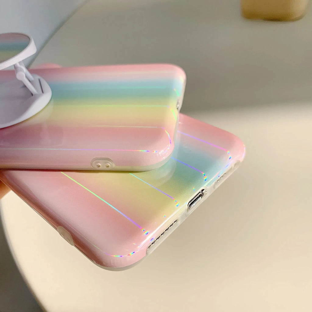 Rainbow laser iridescent phone case back cover for iPhone model