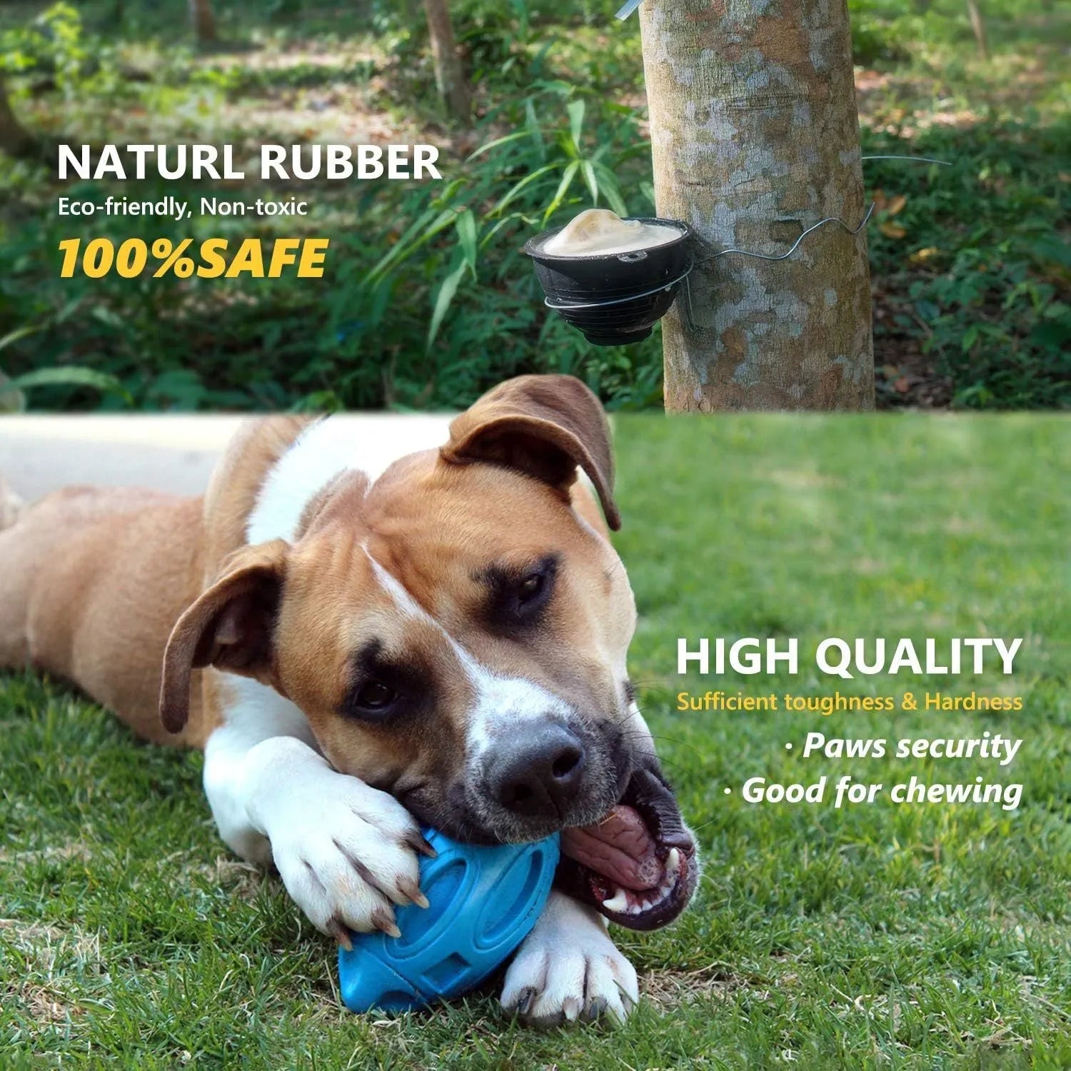 Blue green orange squeaky rubber chew toy for medium large breed dogs with aggressive chewing habits