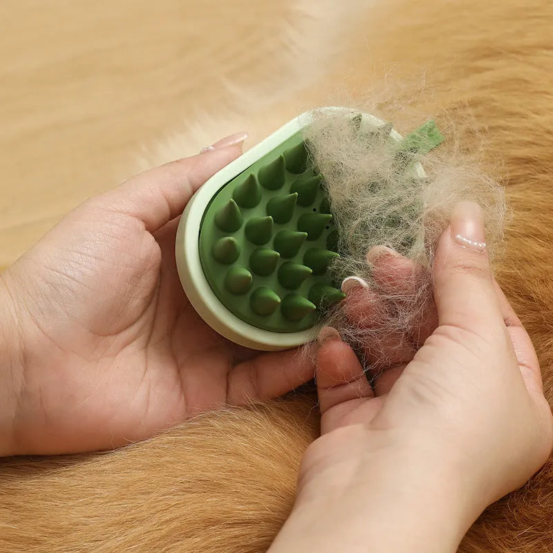 Handheld silicone pet hair remover massage brush for dogs in bath or shower grooming