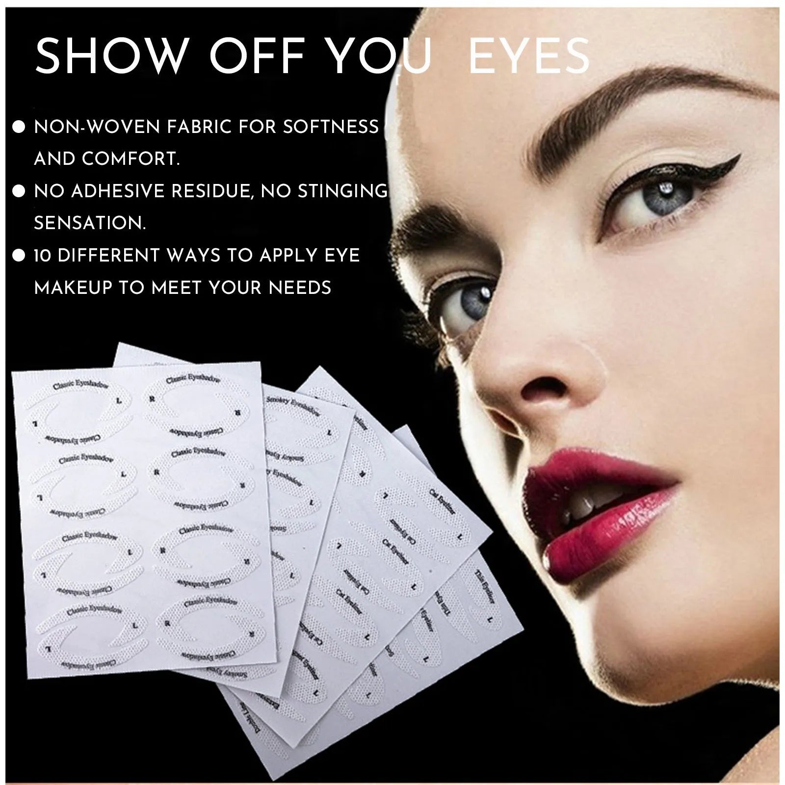 Set of four reusable flexible eyeliner stencil stickers for winged eyeliner and eyeshadow application