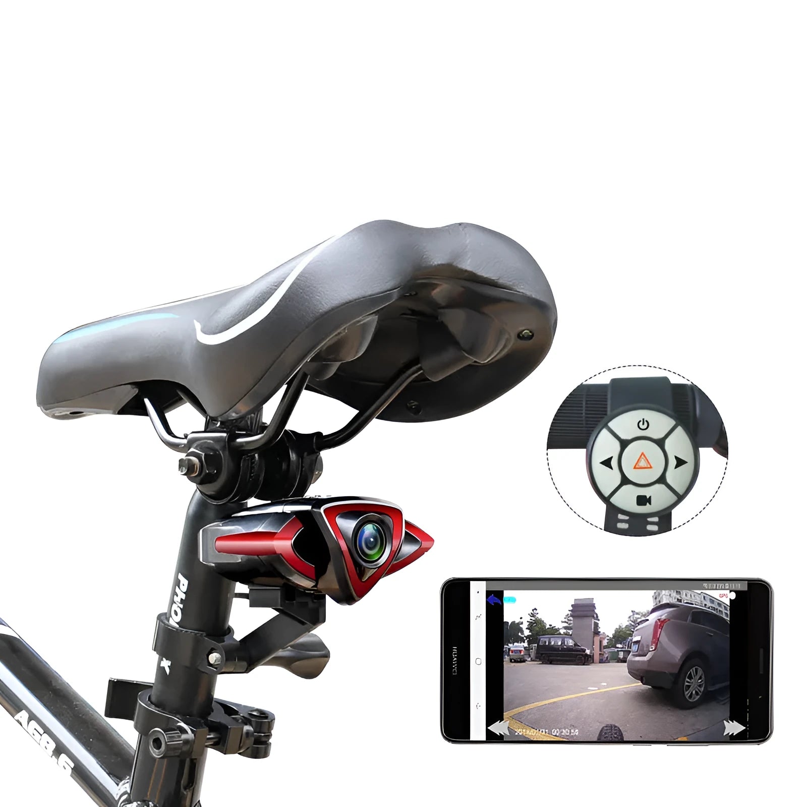 Grey bicycle driving recorder with 800W pixel camera and ABS housing on handlebars
