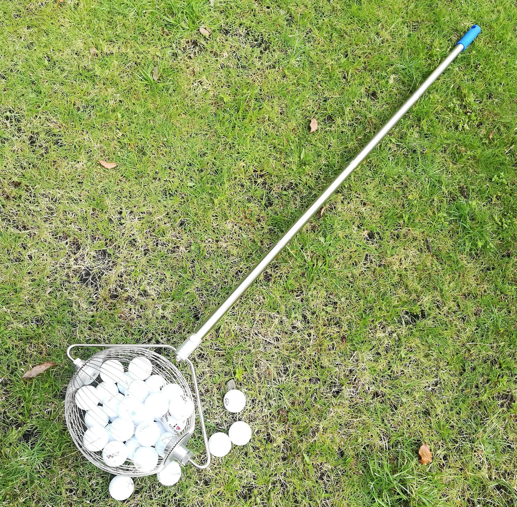 Stainless steel golf ball picker tool with metallic finish for retrieving balls from water hazards