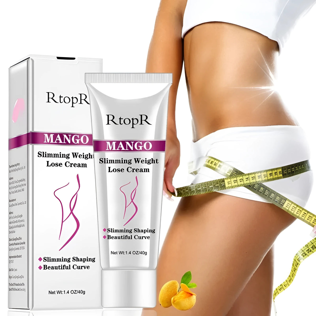 RtopR Mango Body Lotion Cream, white slimming cream with herbal extracts for massage and 30 to 40 minute wrap routine