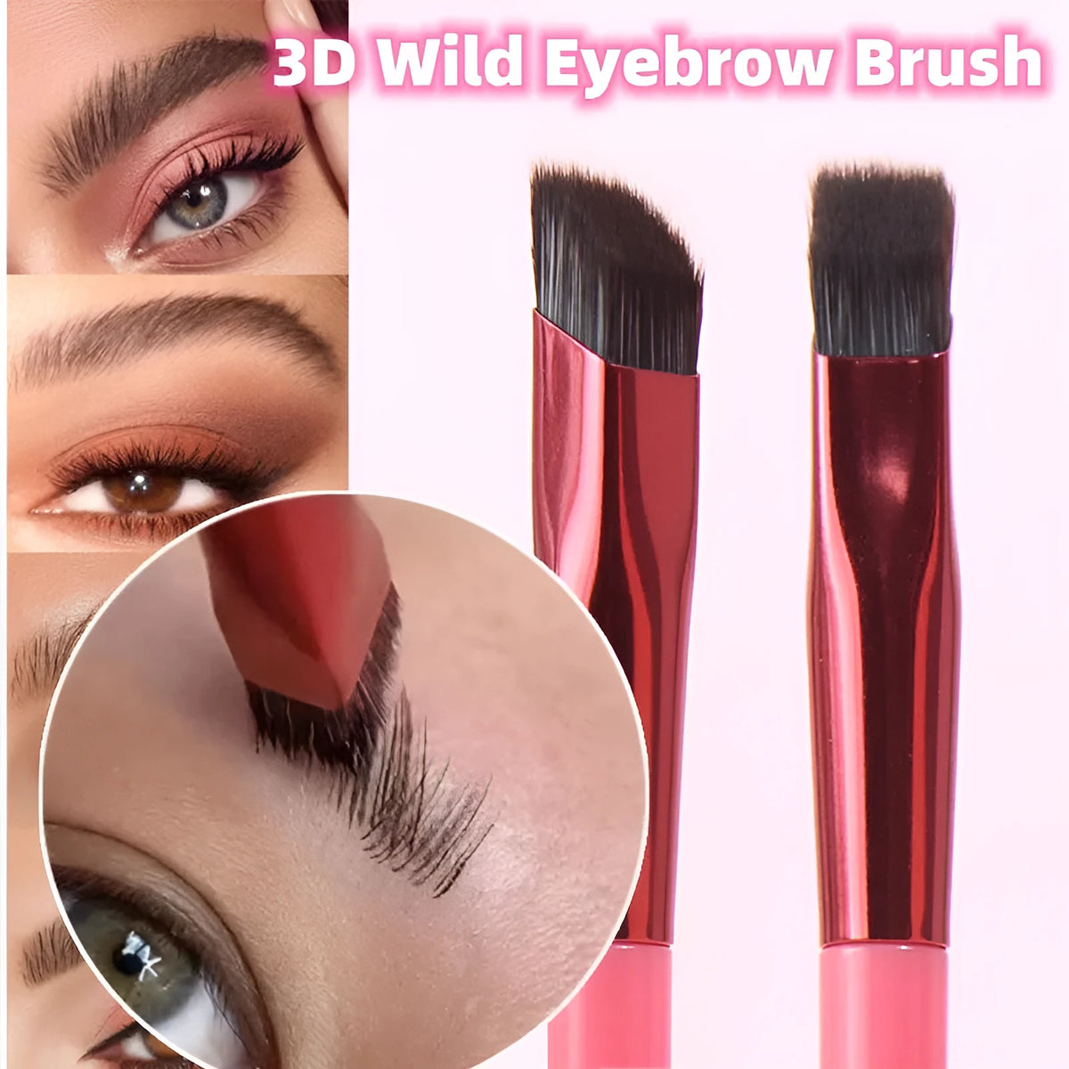 Nylon eyebrow brush with aluminium handle, 150mm total length, 10mm hair, for eyebrow paste and concealer