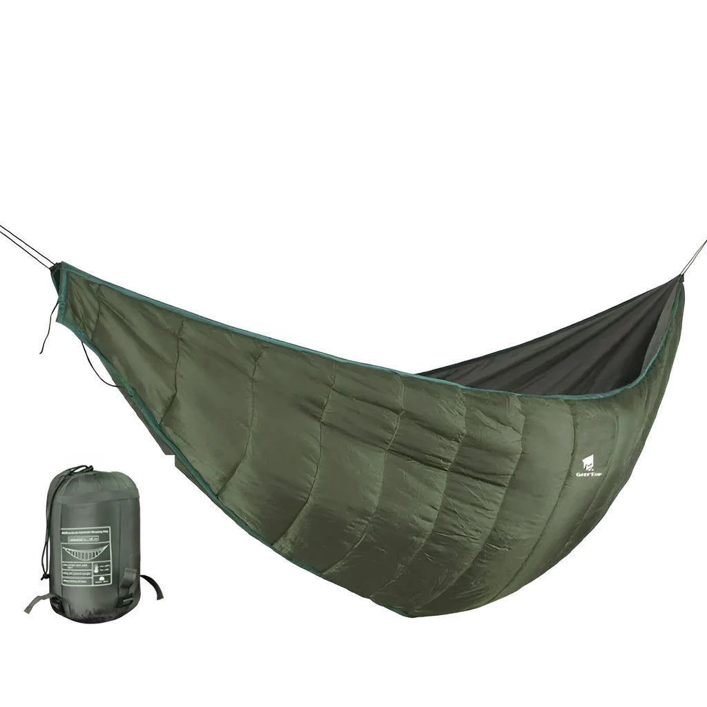Green waterproof camping hammock in 20D380T nylon grid cloth, 228 x 65cm single portable folding outdoor leisure hammock